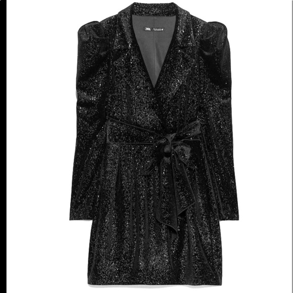 zara shiny blazer dress
